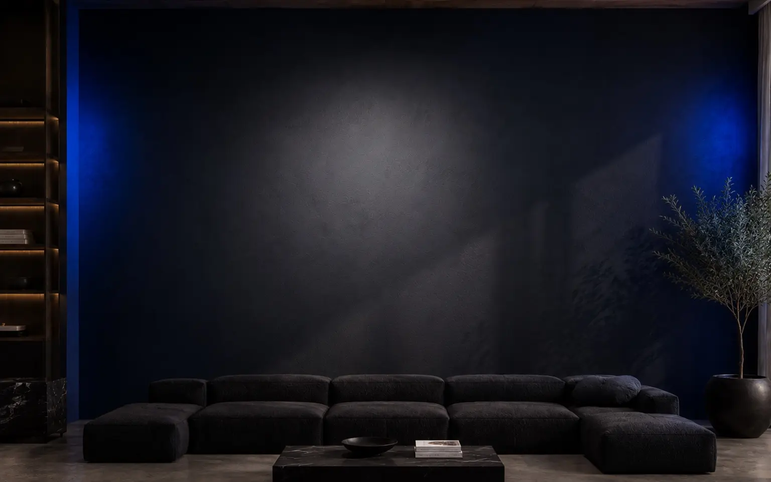 The same living room with a KURB wall